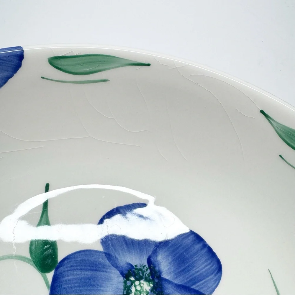 Pier 1 Italian Hand Painted Blue Floral Serving Bowl Set